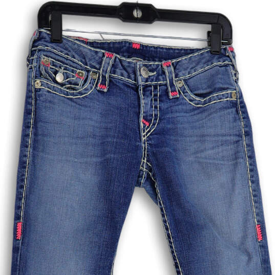 Womens Blue Denim Medium Wash 5-Pocket Design Straight Leg Jeans Size 27 image number 3