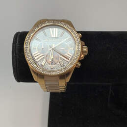 Designer Michael Kors MK-6096 Gold-Tone Rhinestone Analog Wristwatch