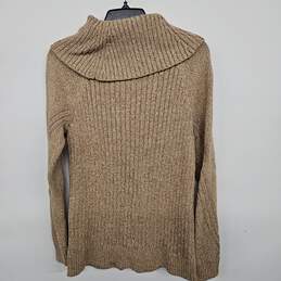 Tan Cowl Neck Knitted Sweater With Gold Buttons alternative image