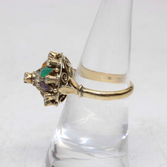 Vintage 14K Yellow Gold Multi-Stone Accent Thai Princess Ring Size 6.25 - 5.4g image number 3