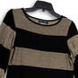 NWT Womens Black Gold Striped Long Sleeve Round Neck Shift Dress Size M image number 3