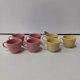 Fiesta Ware Pink & Yellow Teacups 7pc Lot