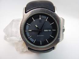 Diesel DZ-4036 Grey Day Date Dial Stainless Steel Black Leather Mens Watch alternative image