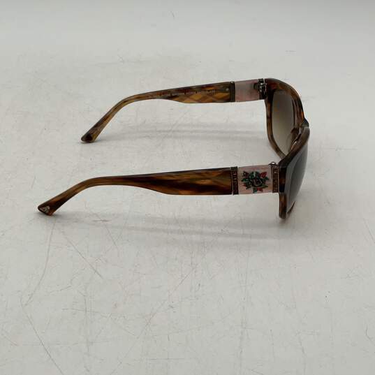 Ed Hardy Womens Brown Tortoise Rhinestone Wayfarer Sunglasses With Case image number 3