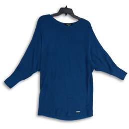 Ellen Tracy Womens Blue Round Neck 3/4 Dolman Sleeve Pullover Sweater Size M