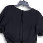 Womens Black Round Neck Short Sleeve Back Zip Blouson Dress Size 2 image number 4