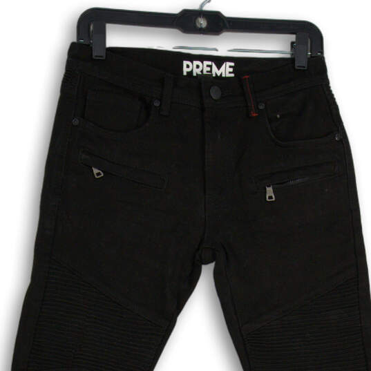 Mens Black Denim Dark Wash 5-Pocket Design Skinny Leg Jeans Size 30x31 image number 3