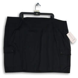 NWT Womens Black Flat Front Elastic Waist Pull-On Mini Skirt Size 3X alternative image