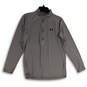 Mens Gray Mock Neck Long Sleeve 1/4 Zip Pullover Track Jacket Size S image number 1