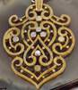 Vintage Crown Trifari & Goldtone MCM Textured Open Scrolled Pendant Chain Necklace & Acorns & Oak Leaves Drop Post Earrings 42.7g image number 5