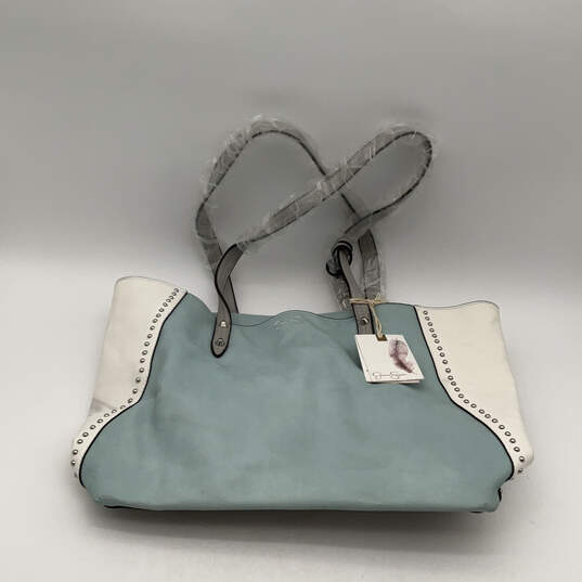 NWT Womens Blue Leather Inner Zip Pocket Double Strap Shoulder Bag image number 1