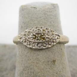 10K White Gold Art Nouveau Style Diamond Acc Ring W/ Size Adjuster 1.9g alternative image