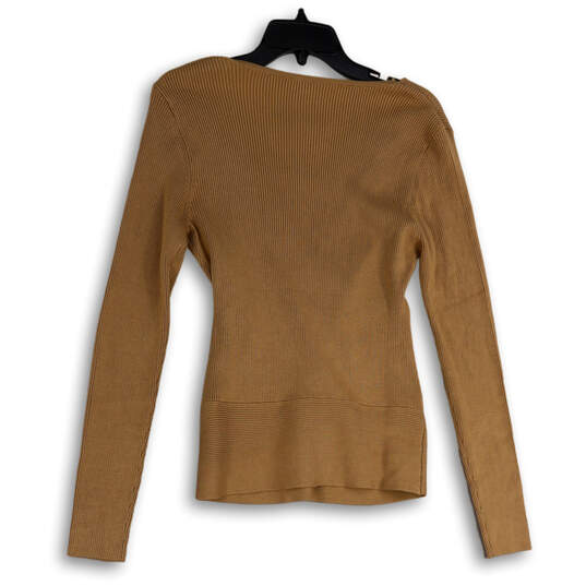 NWT Womens Brown Surplice Neck Long Sleeve Pullover Sweater Size Large image number 2