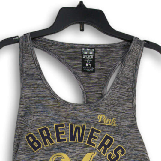 Womens Gray Milwaukee Brewers Scoop Neck Activewear Pullover Tank Top Sz M image number 3