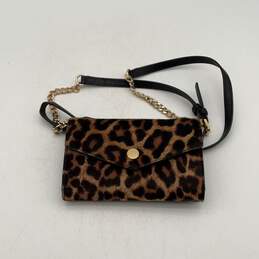 Michael Kors Womens Brown Leopard Print Adjustable Strap Crossbody Bag Purse