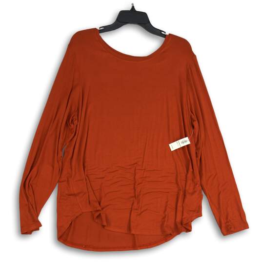 NWT Old Navy Luxe Womens Orange Long Sleeve Pullover Tunic Top Size XXL image number 1