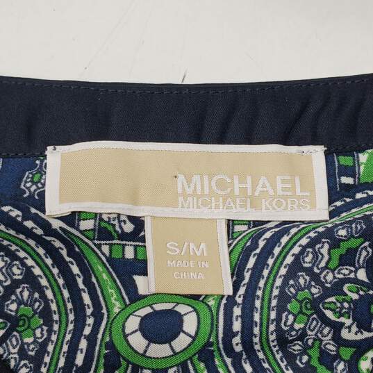 Michael Kors Women's Blue/Green Paisley Blouse Size S/M image number 3