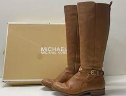 Michael Kors Leather Arley Riding Boots Luggage 7
