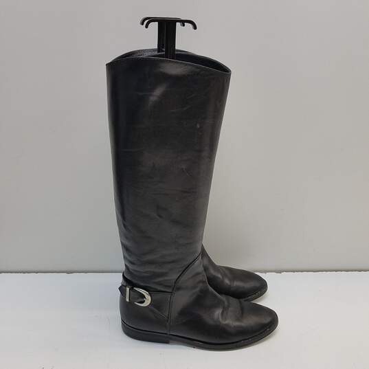 Tsumori Chisato Walk Black Leather Tall Knee Pull On Riding Boots Size 6 M image number 6