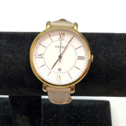 Designer Fossil Jacqueline ES-3988 Gold-Tone White Dial Analog Wristwatch
