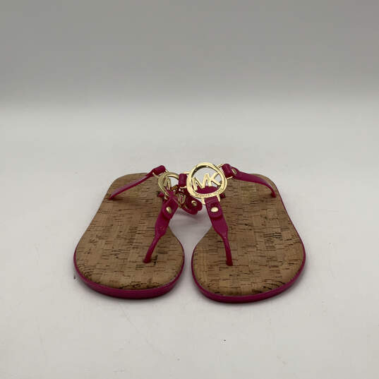 Womens Brown Pink Monogram Charm Stylish Thong Sandals Size 6 image number 2