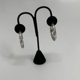 Designer Brighton Silver-Tone Fashionable Etched Pebble Hoop Earrings