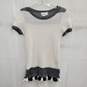 Anthropologie Black White Tassel Trim Knit Short Sleeve Sweater Size XS image number 1