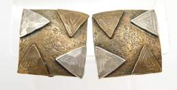 Marjorie Baer San Francisco Brass Triangles Textured Square Clip On Earrings