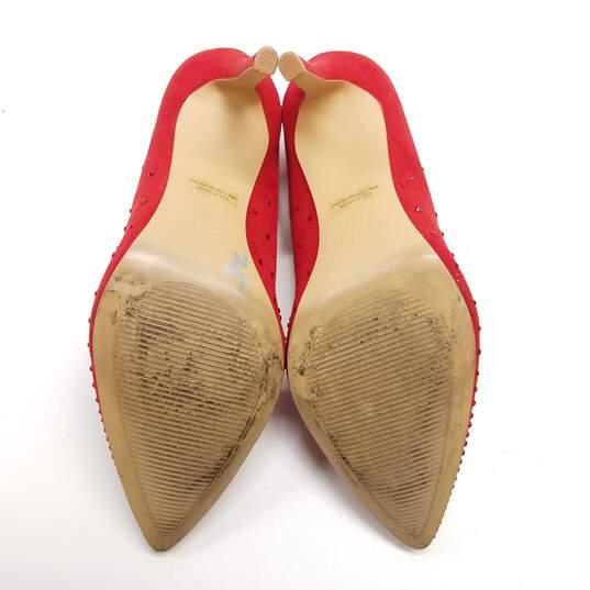 Marc Fisher Darrena Red Faux Suede Rhinestone Pump Heels Shoes Size 5.5 M image number 6