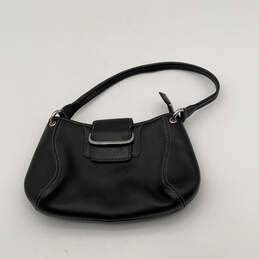 Womens Black Leather Inner Zip Pocket Single Strap Buckle Shoulder Bag