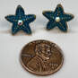 Designer Betsey Johnson Gold-Tone Blue Rhinestone Starfish Stud Earrings image number 1
