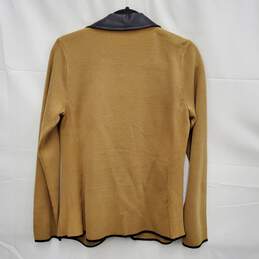 NWT Jones New York Camel Color Leather Collar Cardigan Sweater Jacket Size M
