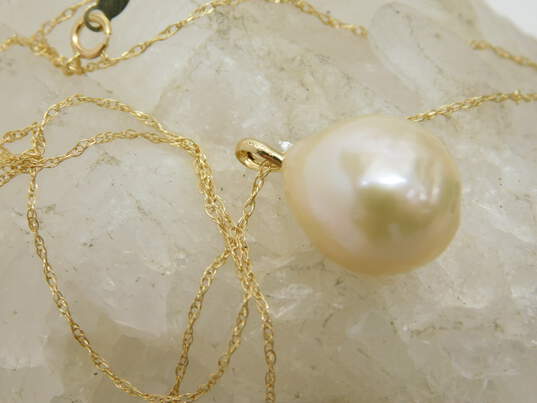 Honora 14K Yellow Gold Baroque Pearl Pendant Necklace 4.6g image number 6