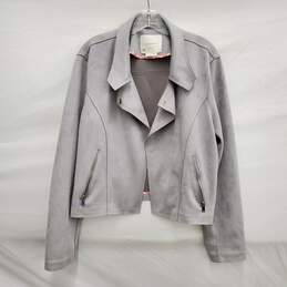 Anthropologie WM's Kelyn Light Gray Faux Sued Moto Jacket Size XL