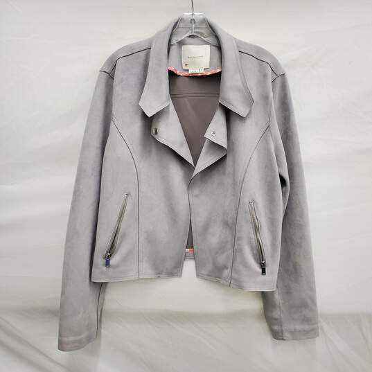 Anthropologie WM's Kelyn Light Gray Faux Sued Moto Jacket Size XL image number 1