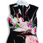 Womens Black Floral Sleeveless V-Neck Back Zip Comfort Sheath Dress Size XS image number 3