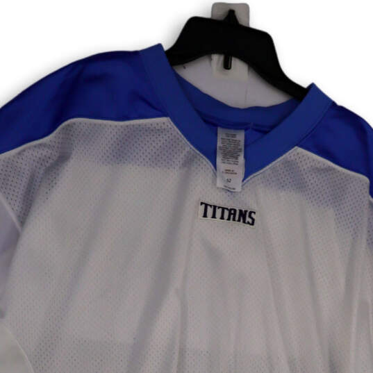 NWT Mens White Blue V-Neck Short Sleeve Side Slit Pullover T-Shirt Size 52 image number 4