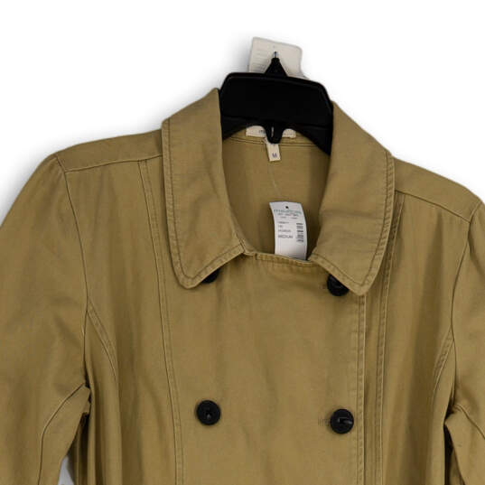 NWT Womens Tan Spread Collar Long Sleeve Double Breasted Trench Coat Size M image number 3