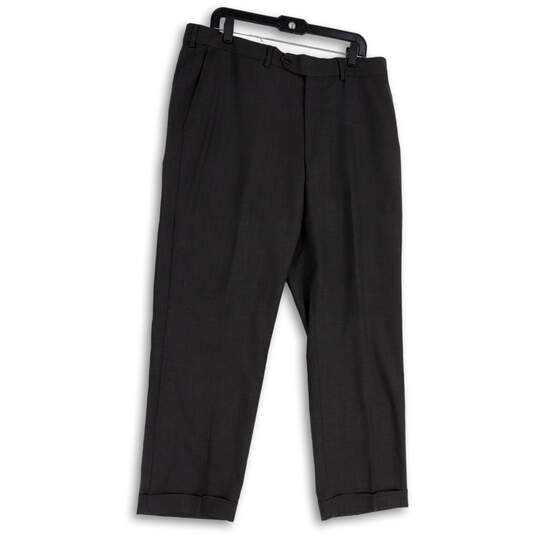 Mens Gray Flat Front Slash Pocket Formal Straight Leg Dress Pants Size 37 image number 1