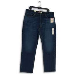 NWT Mens Dark Blue Denim Pockets Stretch Straight Leg Jeans Size 38x30