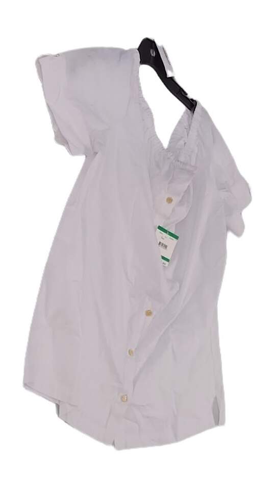 NWT Womens White Short Sleeve Casual Blouse Top Size Large image number 3