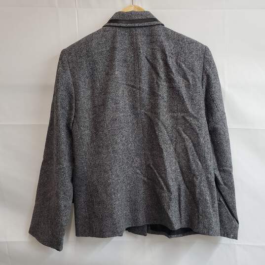 Pendleton Womens Blazer Wool Silk Blend Jacket Leather Trim Sz 12 image number 3