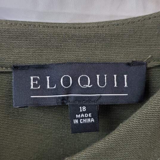 Eloquii Green Cutout Long Sleeve Peplum Blouse Size 18 image number 3