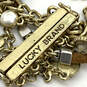 Designer Lucky Brand Gold-Tone Multi Strain Rhinestone Chain Bracelet image number 4