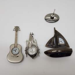 x3 Mixed Lot Metal/Stainless Steel Miniature Figurines Clocks Untested P/R alternative image