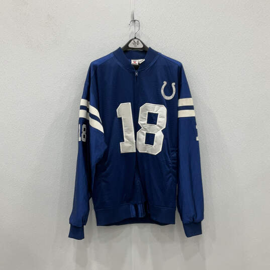 Mens Blue White Indianapolis Colts Peyton Manning #18 Full-Zip Jacket Sz XL image number 1