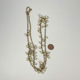 Designer J. Crew Gold-Tone White Triple Pearl Rhinestone Chain Necklace alternative image