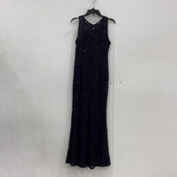 NWT Womens Blue Sleeveless Round Neck Shiny Bodycon Dress Size Medium alternative image