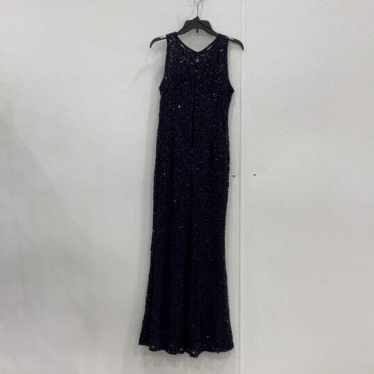 NWT Womens Blue Sleeveless Round Neck Shiny Bodycon Dress Size Medium image number 2