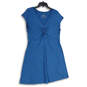 Womens Blue Sleeveless Twisted Front V-Neck A-Line Dress Size X-Large image number 1